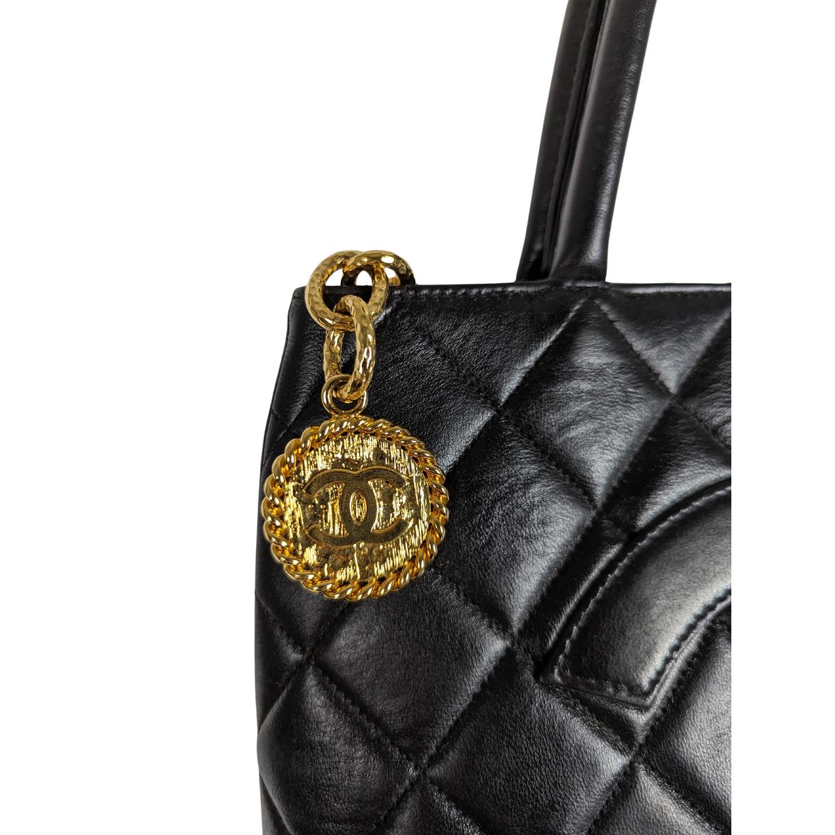 CHANEL Medallion Black Leather Handbag