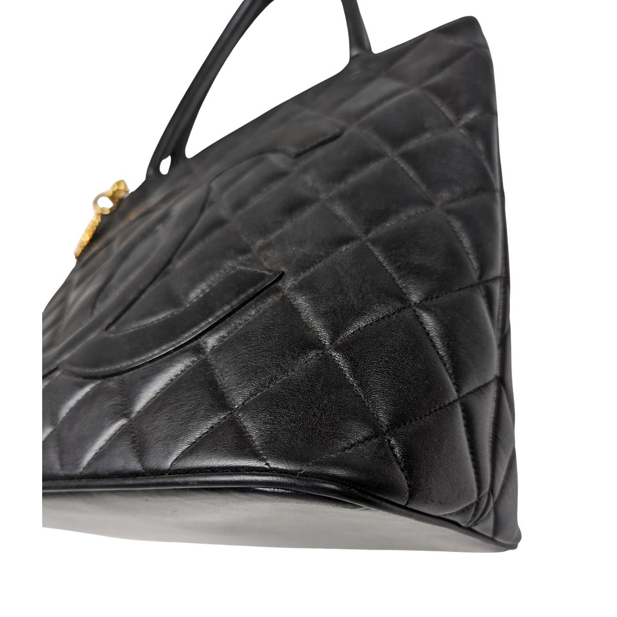 CHANEL Medallion Black Leather Handbag