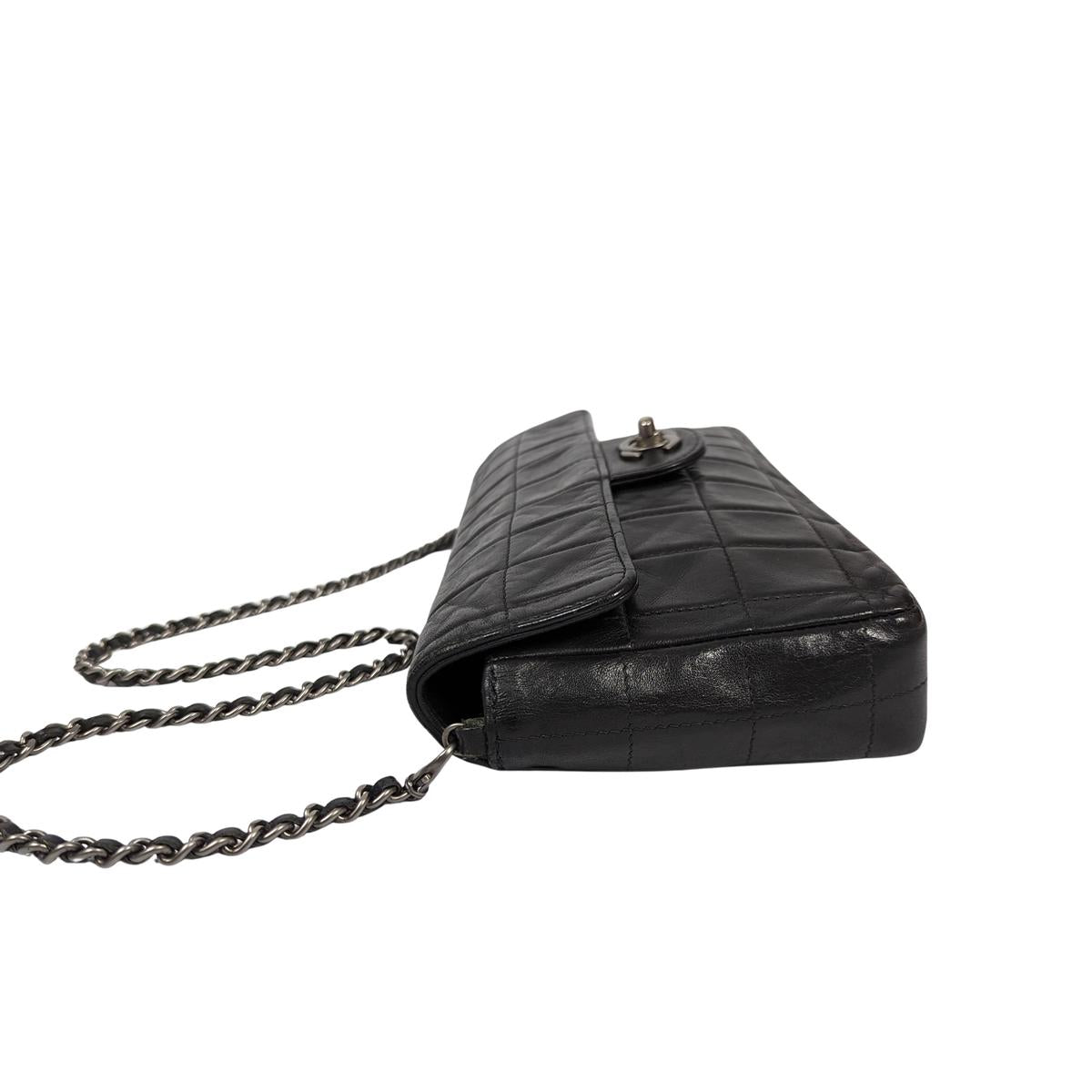 CHANEL East West Chocolate Bar Leather Handbag Black