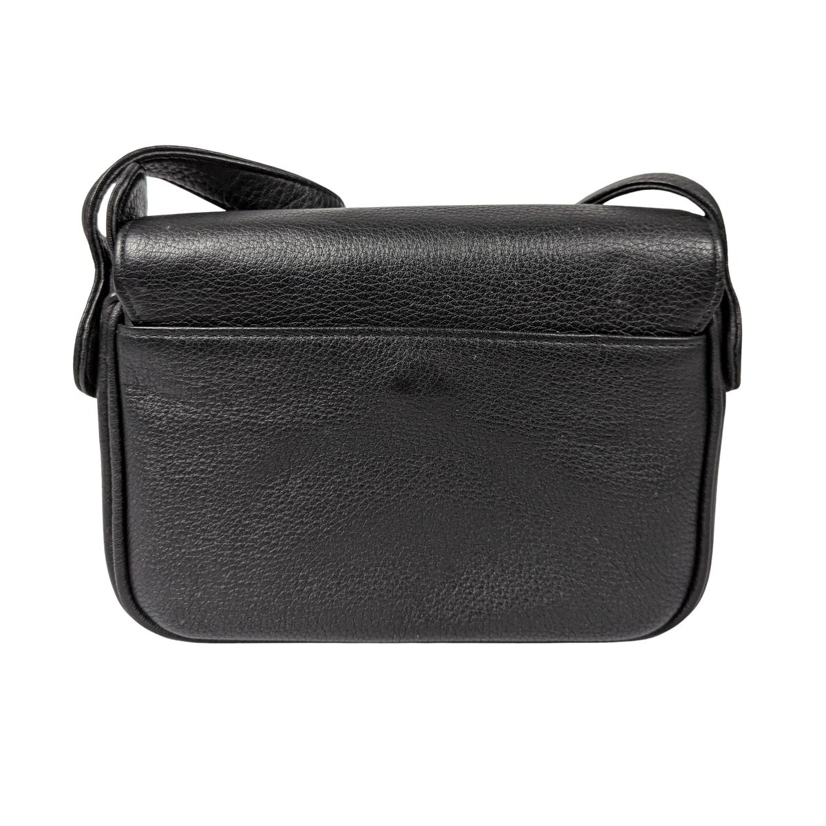 COURREGES Camera grained leather shoulder bag Black