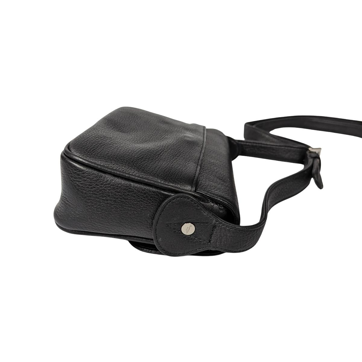 COURREGES Camera grained leather shoulder bag Black