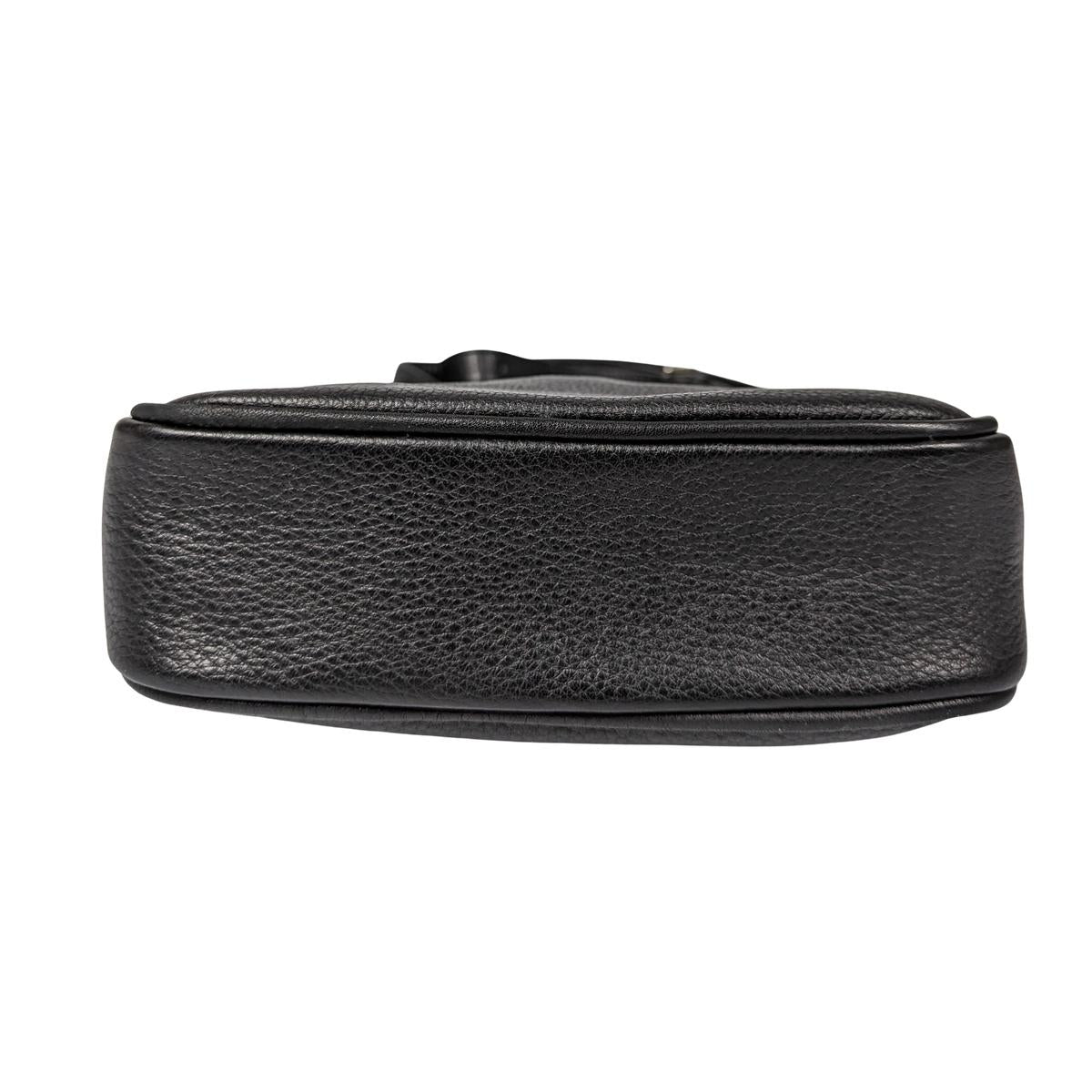 COURREGES Camera grained leather shoulder bag Black