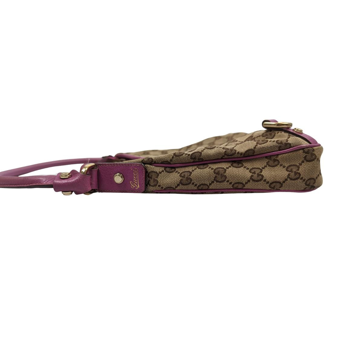 Sac à main GUCCI Abbey toile et cuir Marron et violet