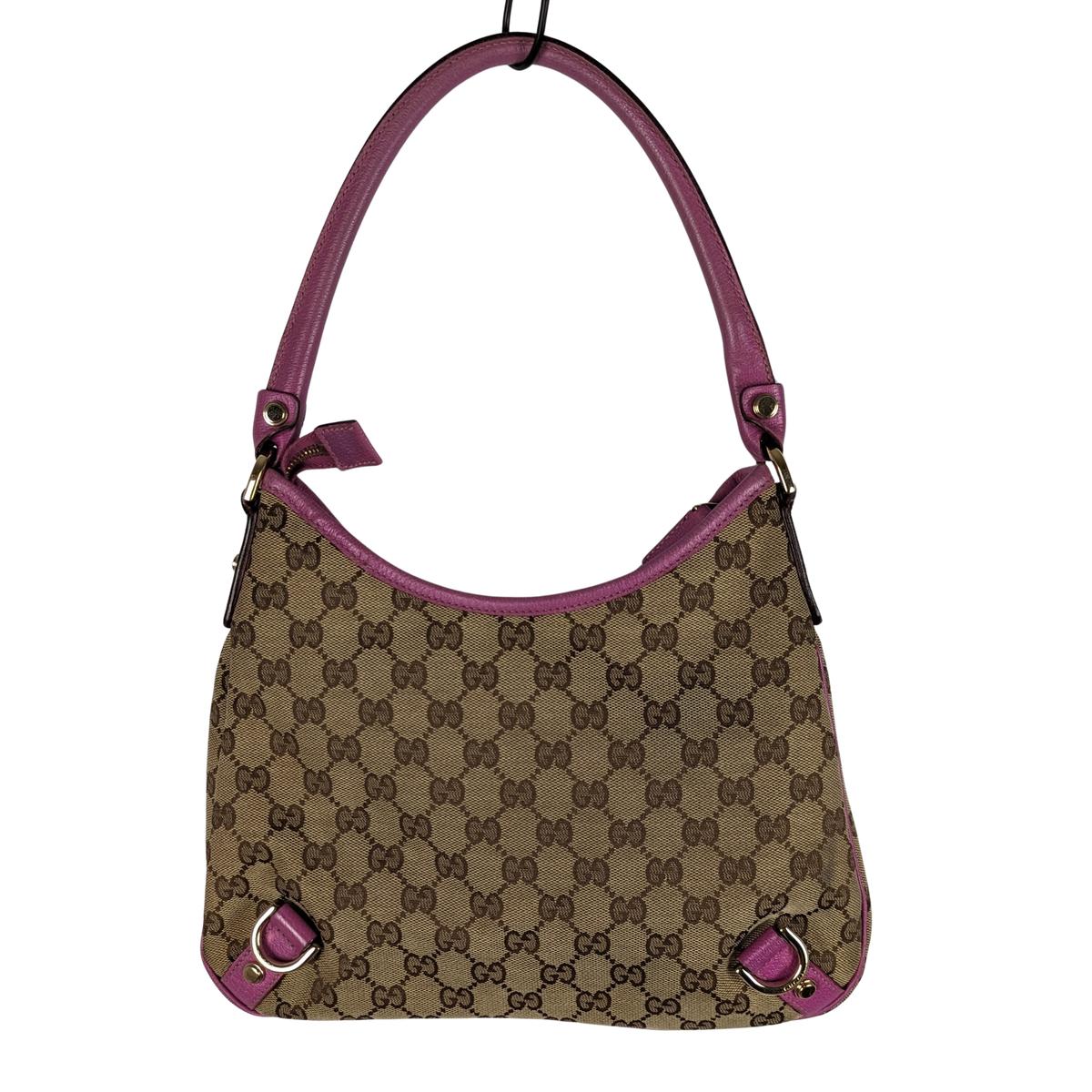 Sac à main GUCCI Abbey toile et cuir Marron et violet
