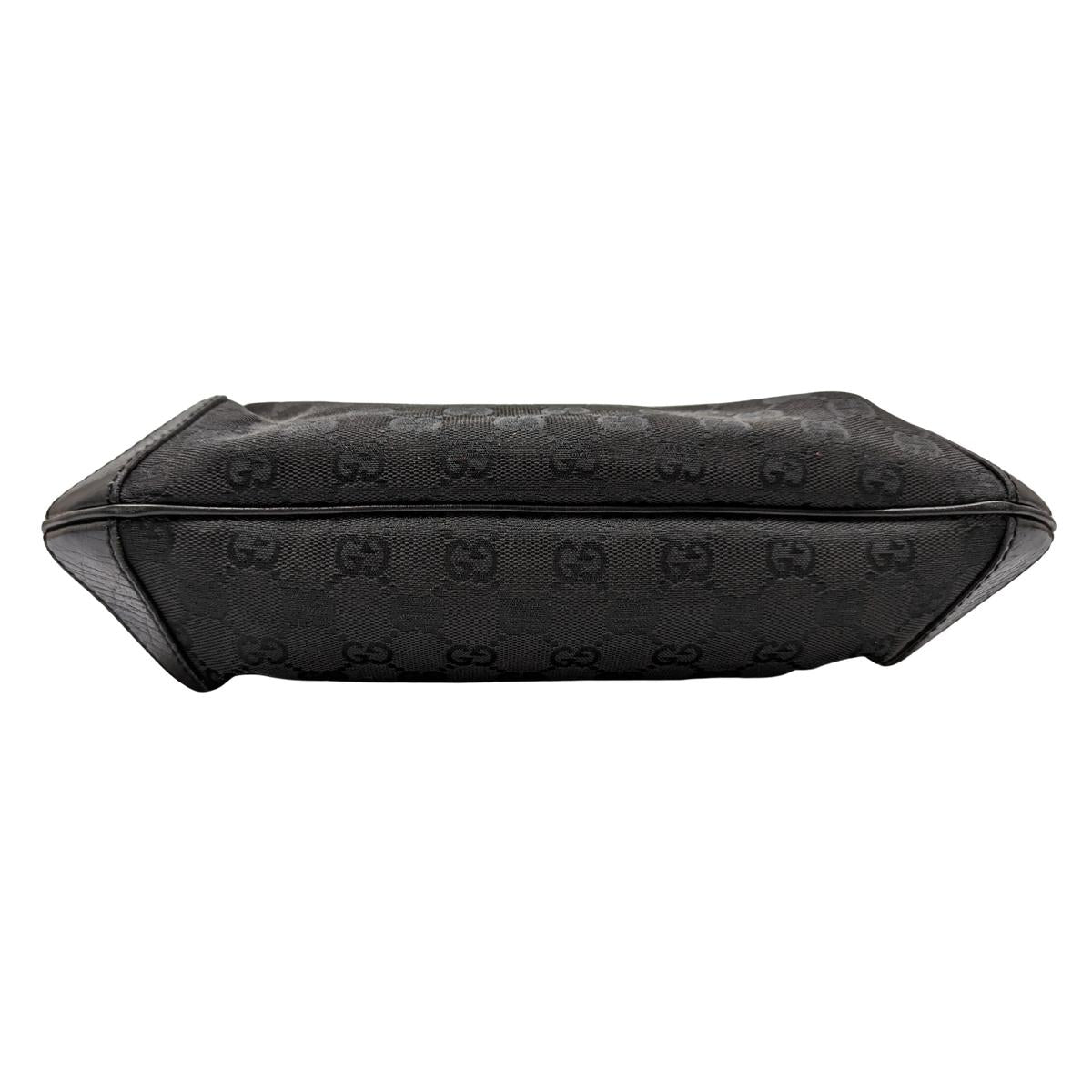 GUCCI Horsebit canvas and leather handbag Black