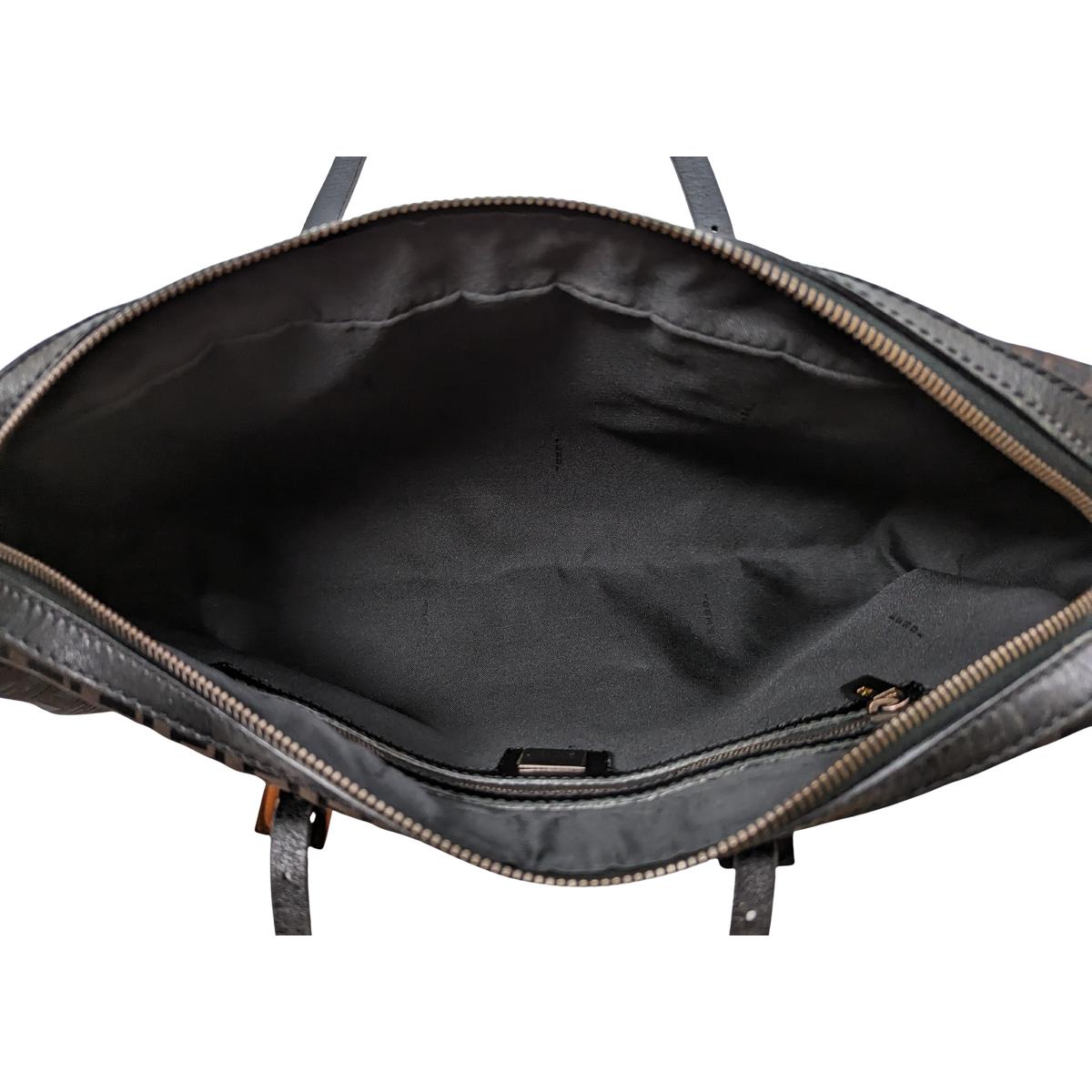 FENDI Baguette canvas and leather handbag Brown