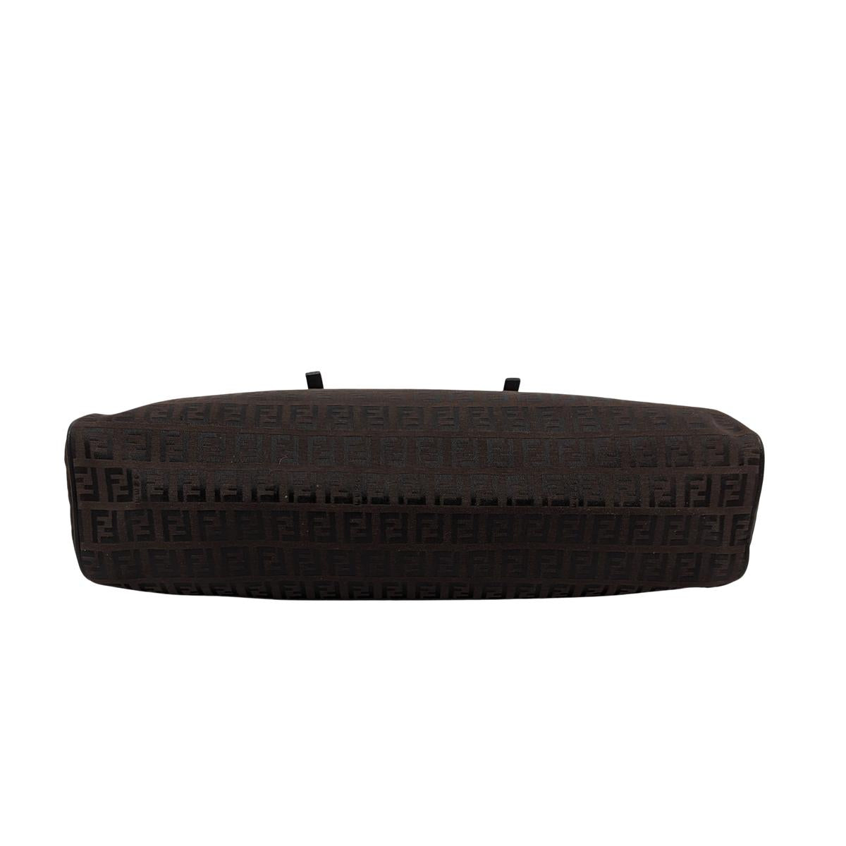 FENDI Baguette canvas and leather handbag Brown