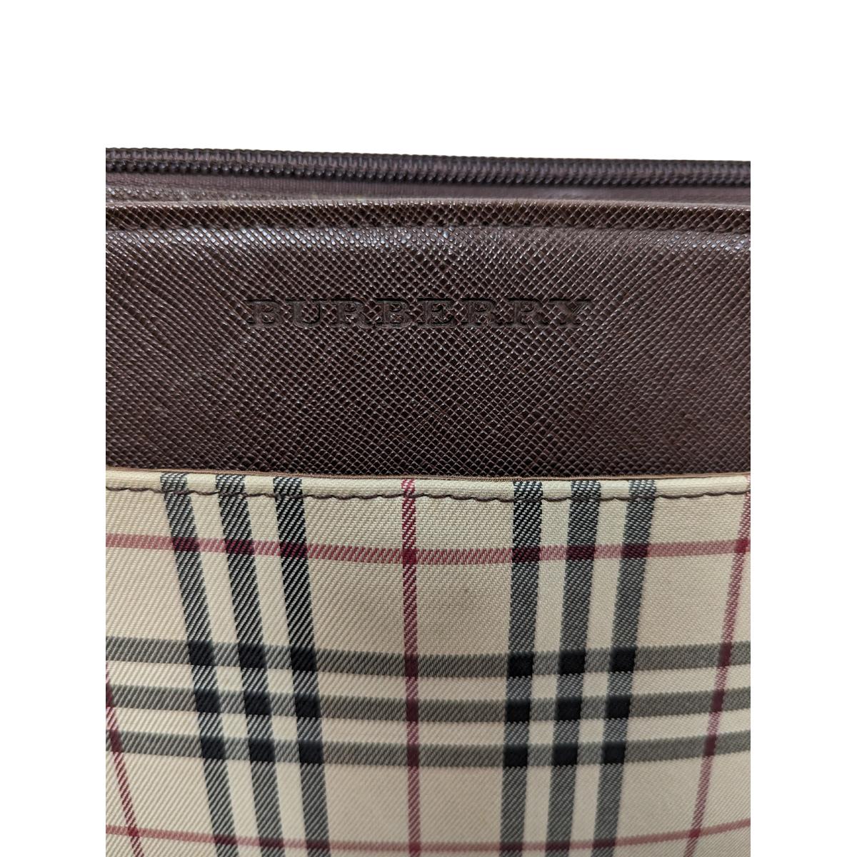 Sac à bandoulière BURBERRY Camera House Check toile et cuir Marron