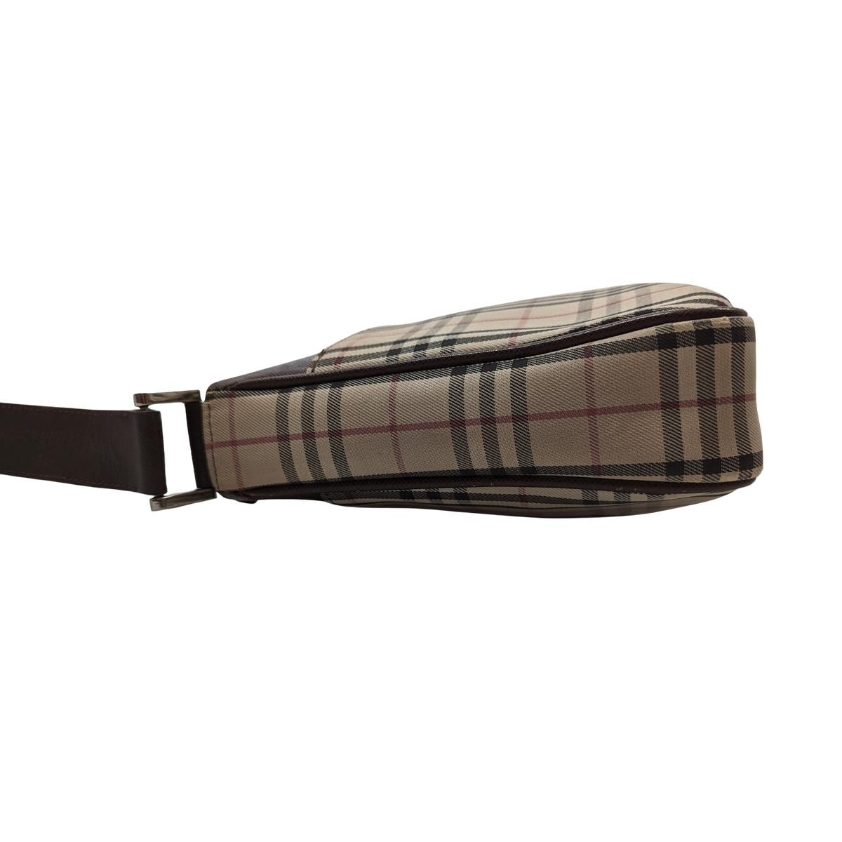 Sac à bandoulière BURBERRY Camera House Check toile et cuir Marron SB052402