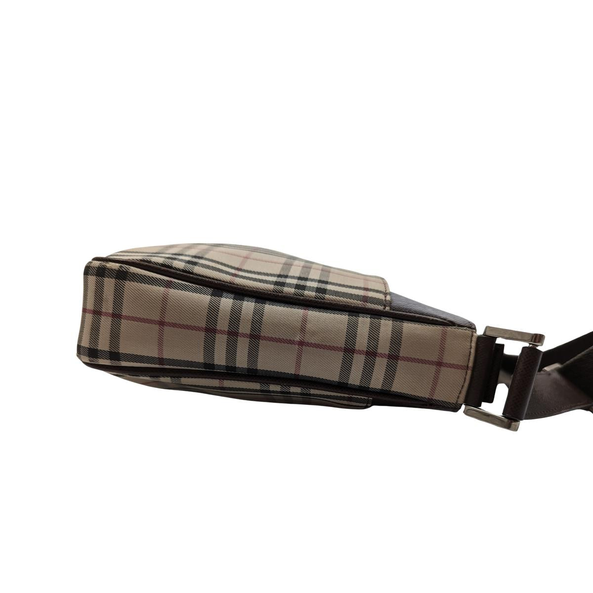 Sac à bandoulière BURBERRY Camera House Check toile et cuir Marron SB052402