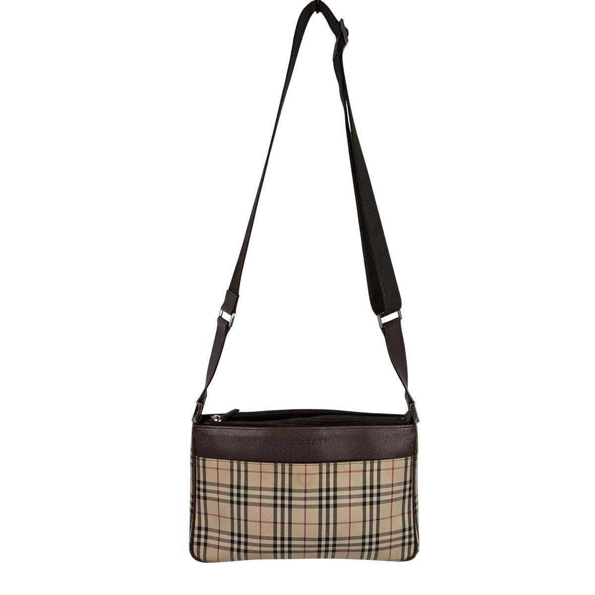 Sac à bandoulière BURBERRY Camera House Check toile et cuir Marron SB052402