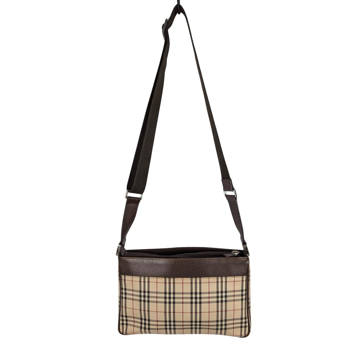 Sac à bandoulière BURBERRY Camera House Check toile et cuir Marron SB052402