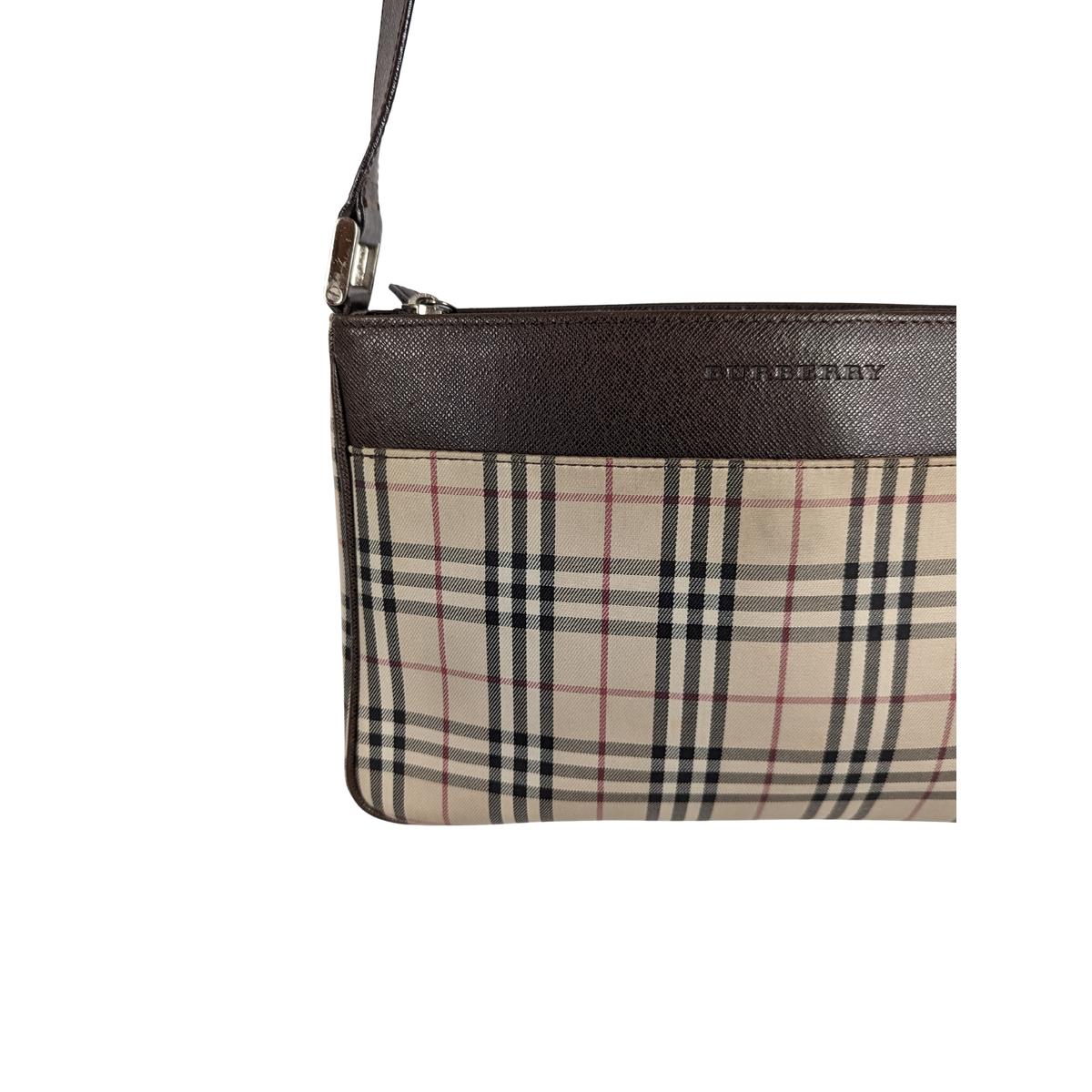 Sac à bandoulière BURBERRY Camera House Check toile et cuir Marron SB052402