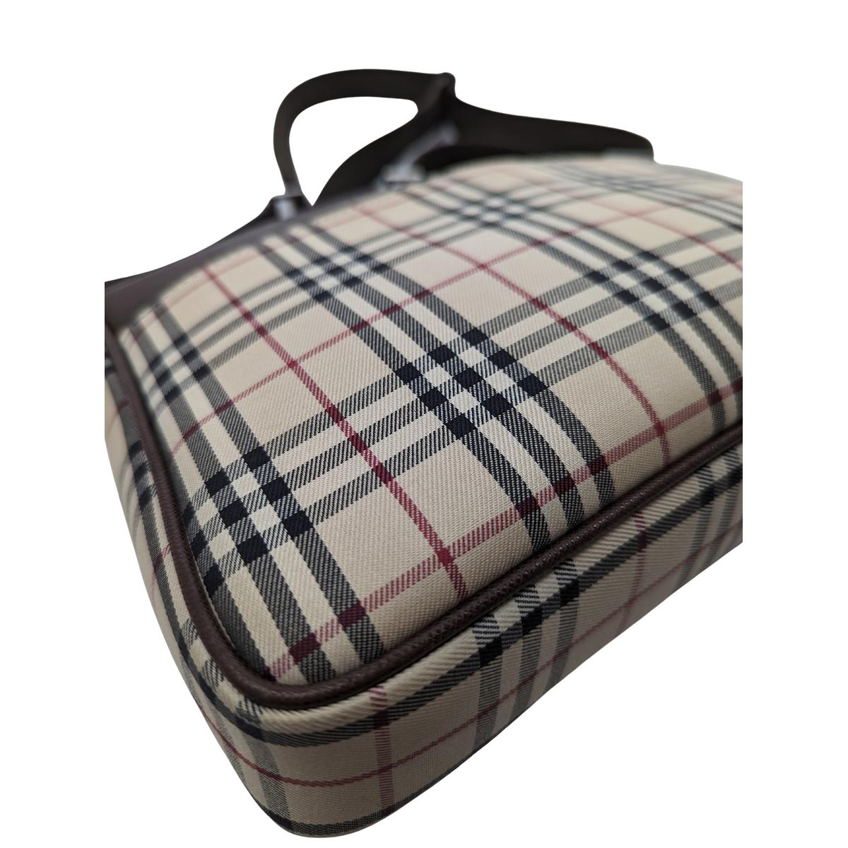 BURBERRY Camera House Check Canvas and Leather Shoulder Bag Brown SB052403