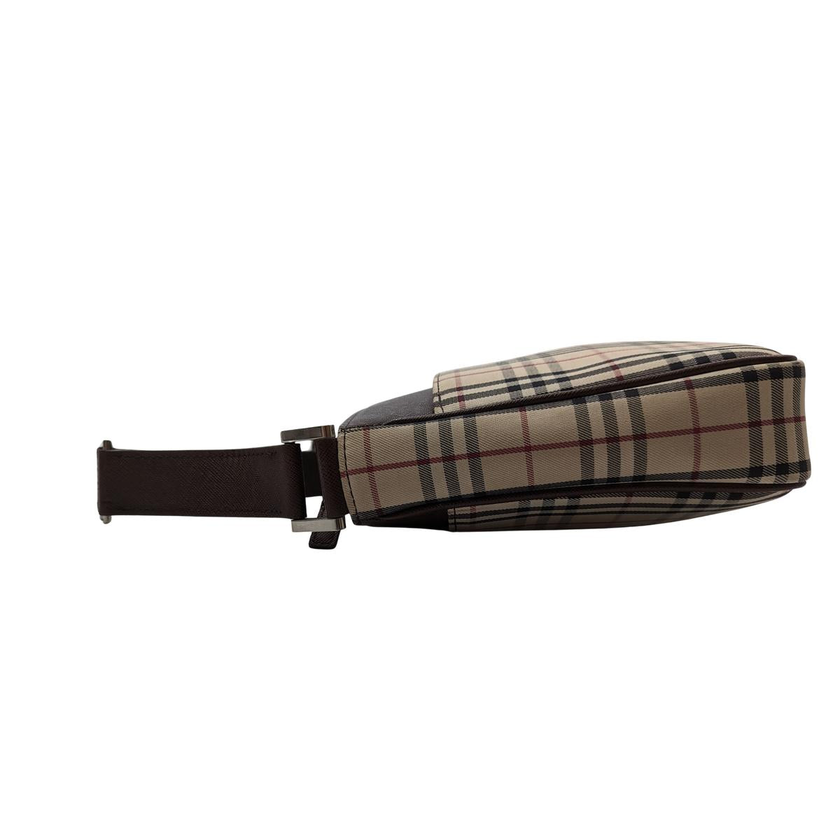 Sac à bandoulière BURBERRY Camera House Check toile et cuir Marron SB052403