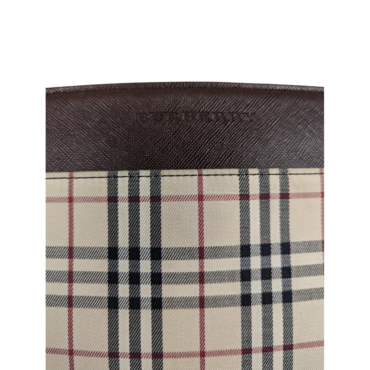 BURBERRY Camera House Check Canvas and Leather Shoulder Bag Brown SB052403