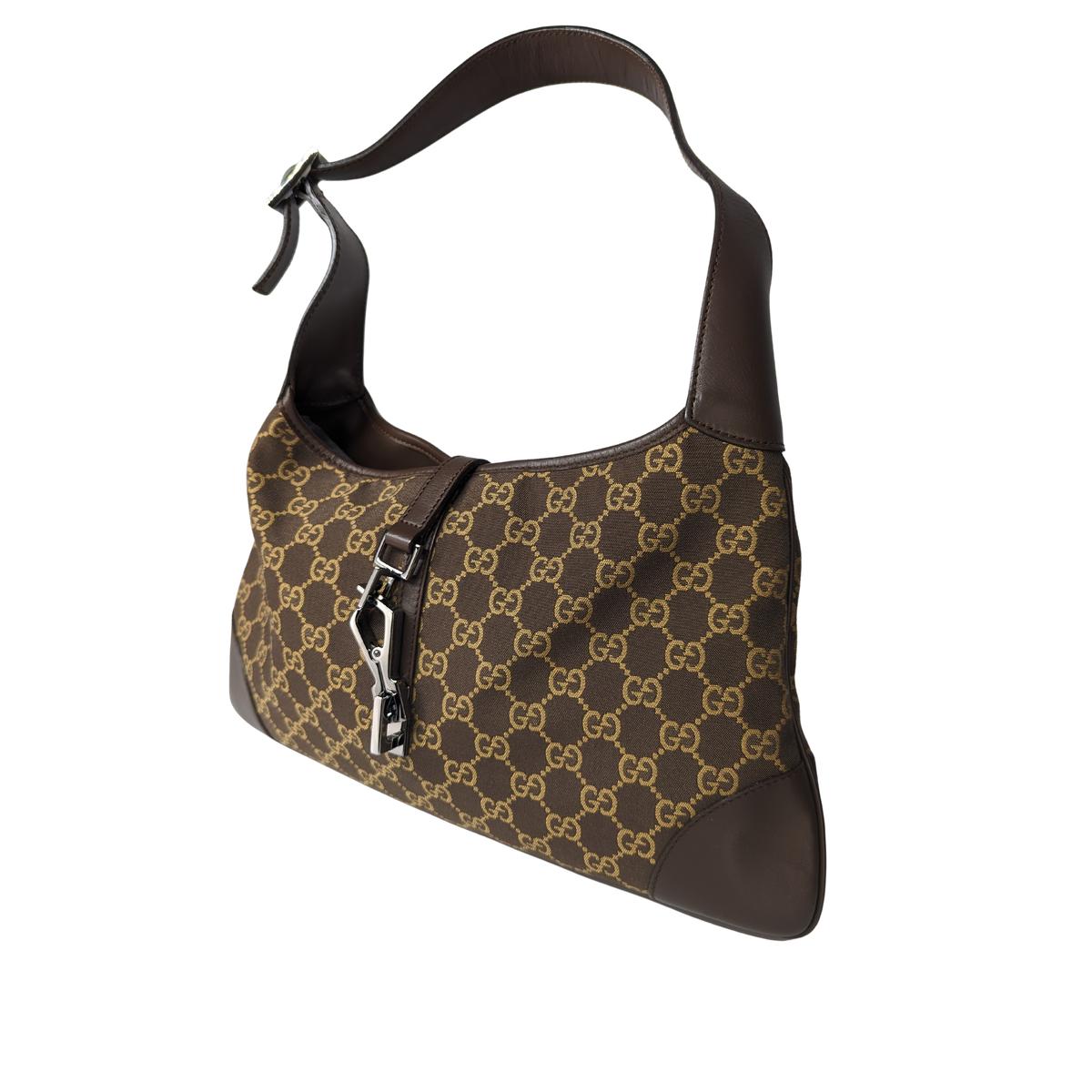 Sac à main GUCCI Jackie toile et cuir Marron