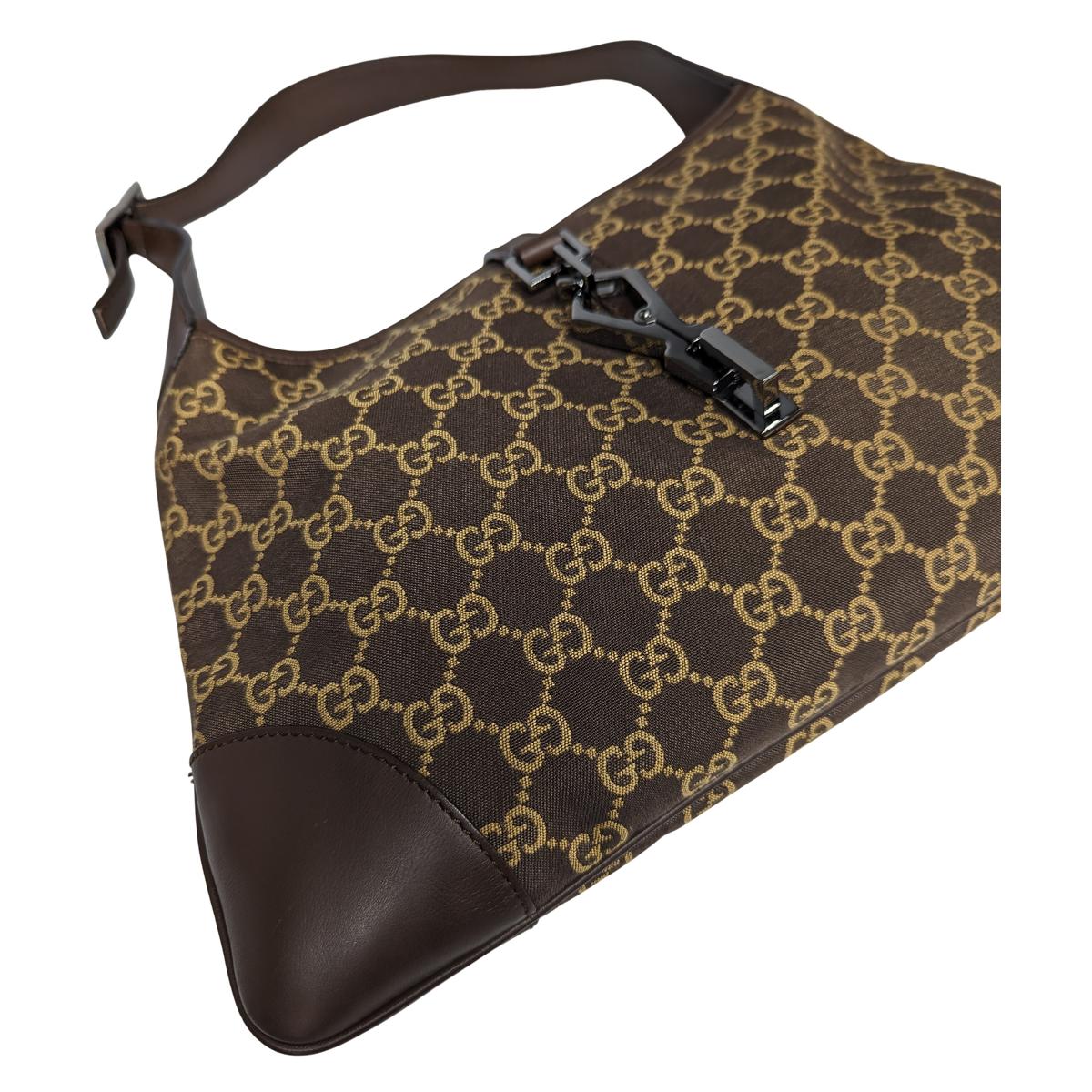 Sac à main GUCCI Jackie toile et cuir Marron