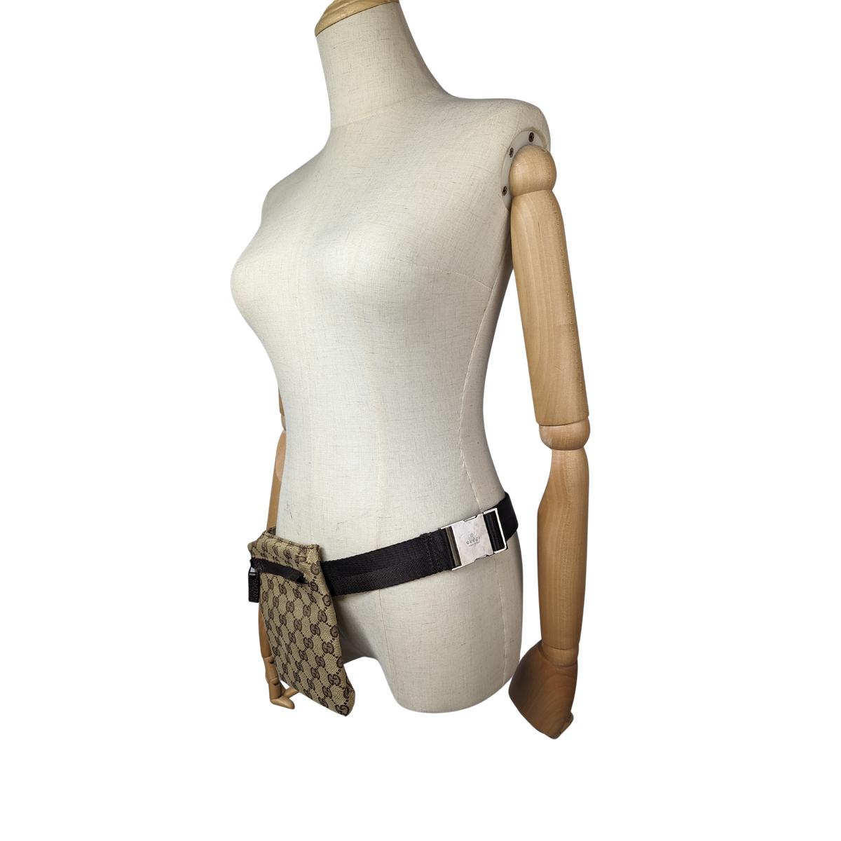 Sac ceinture GUCCI GG toile et cuir Marron