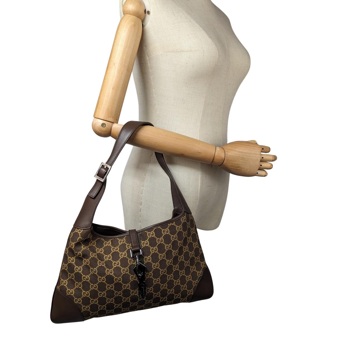 Sac à main GUCCI Jackie toile et cuir Marron
