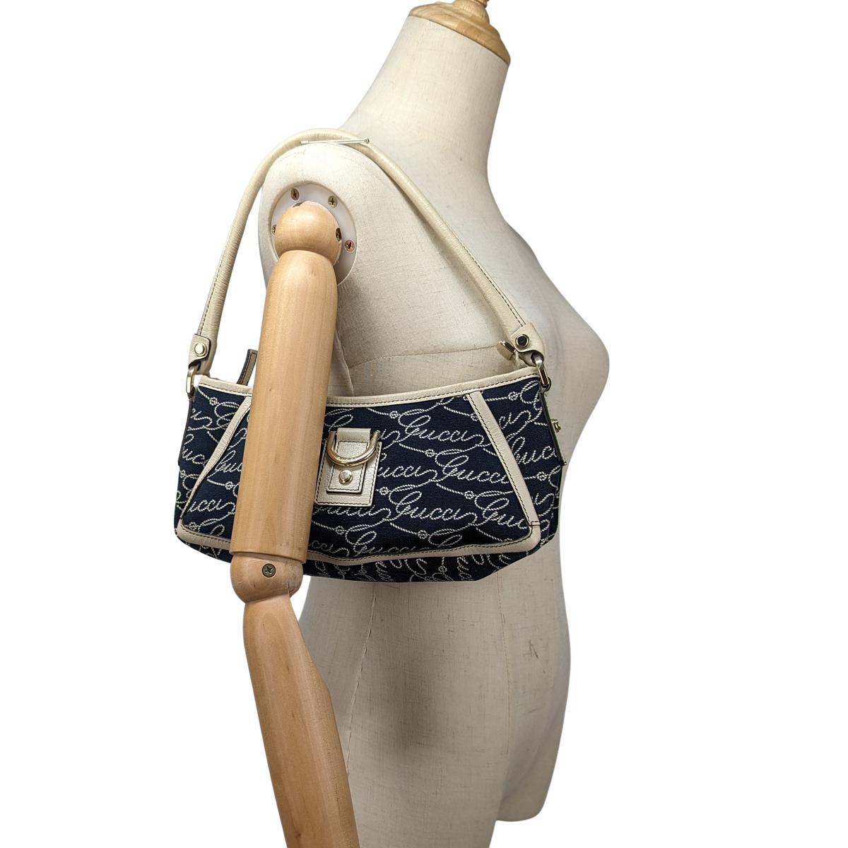 GUCCI Abbey canvas and leather handbag Blue