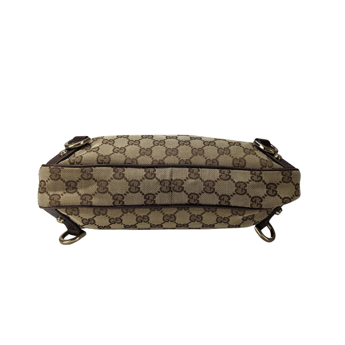 GUCCI Abbey canvas and leather handbag Brown