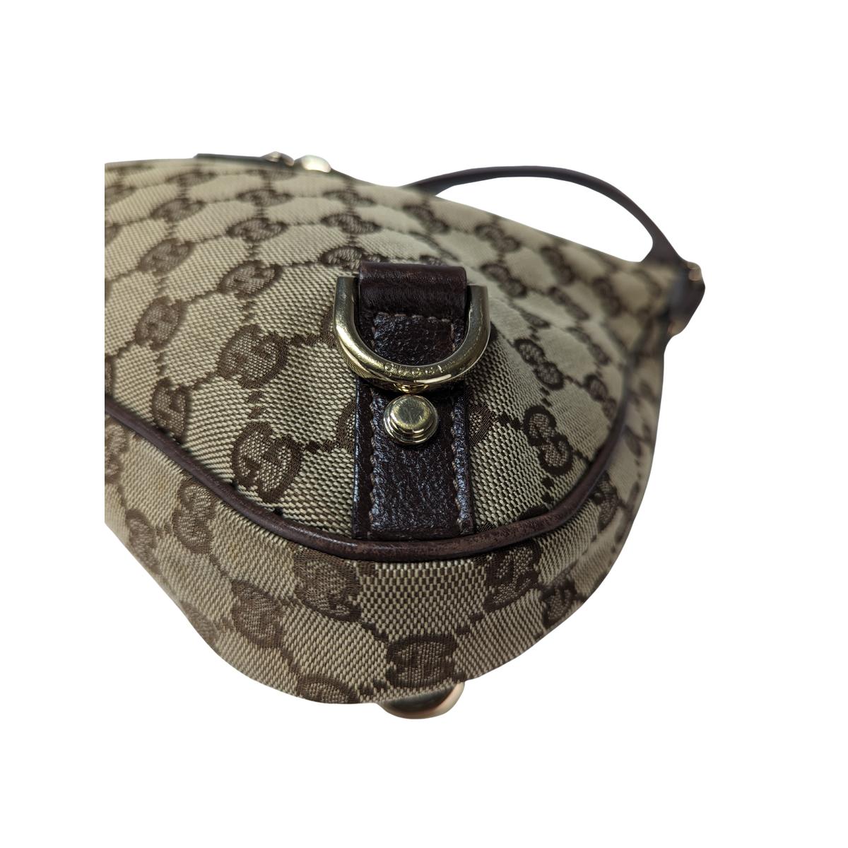 GUCCI Abbey canvas and leather handbag Brown