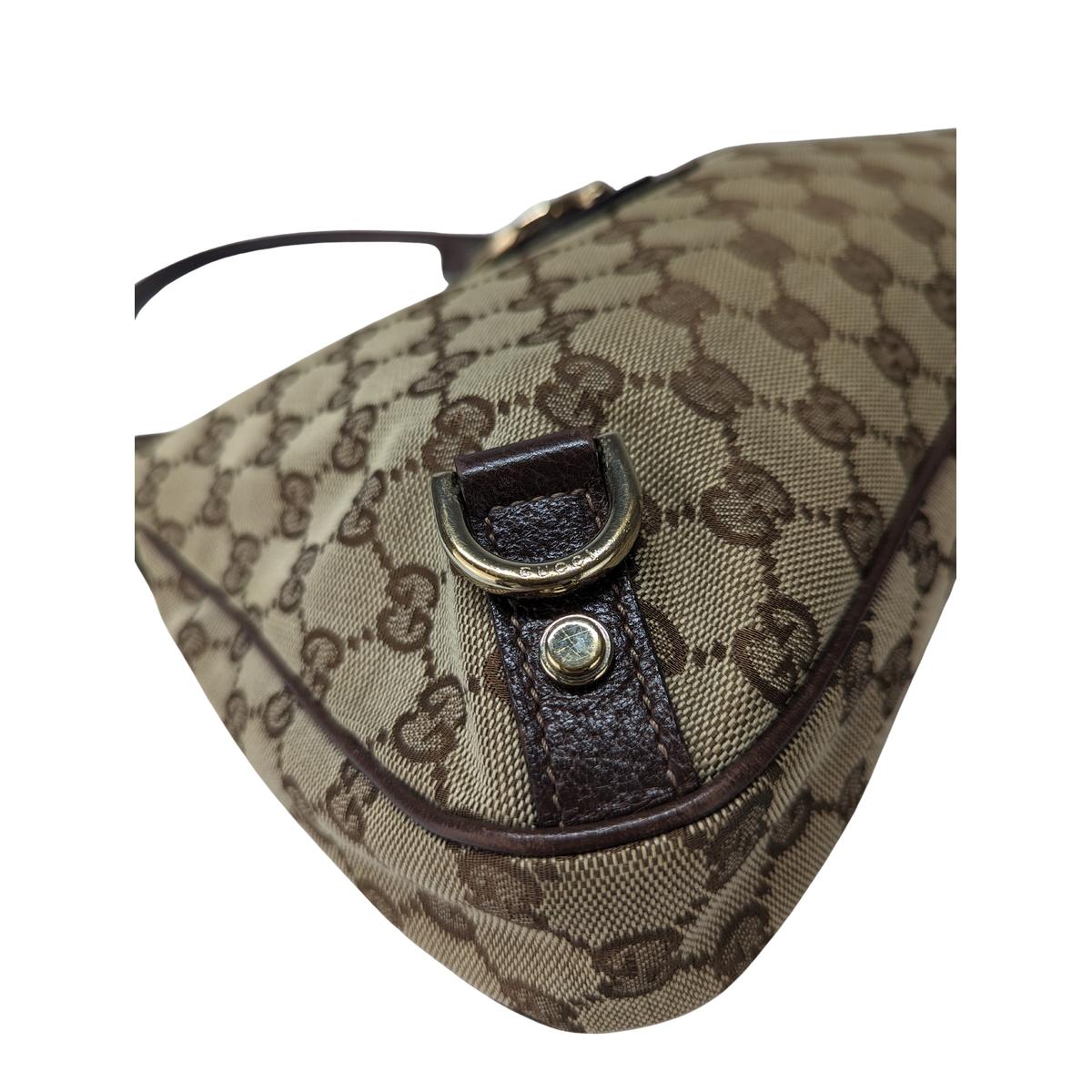 GUCCI Abbey canvas and leather handbag Brown