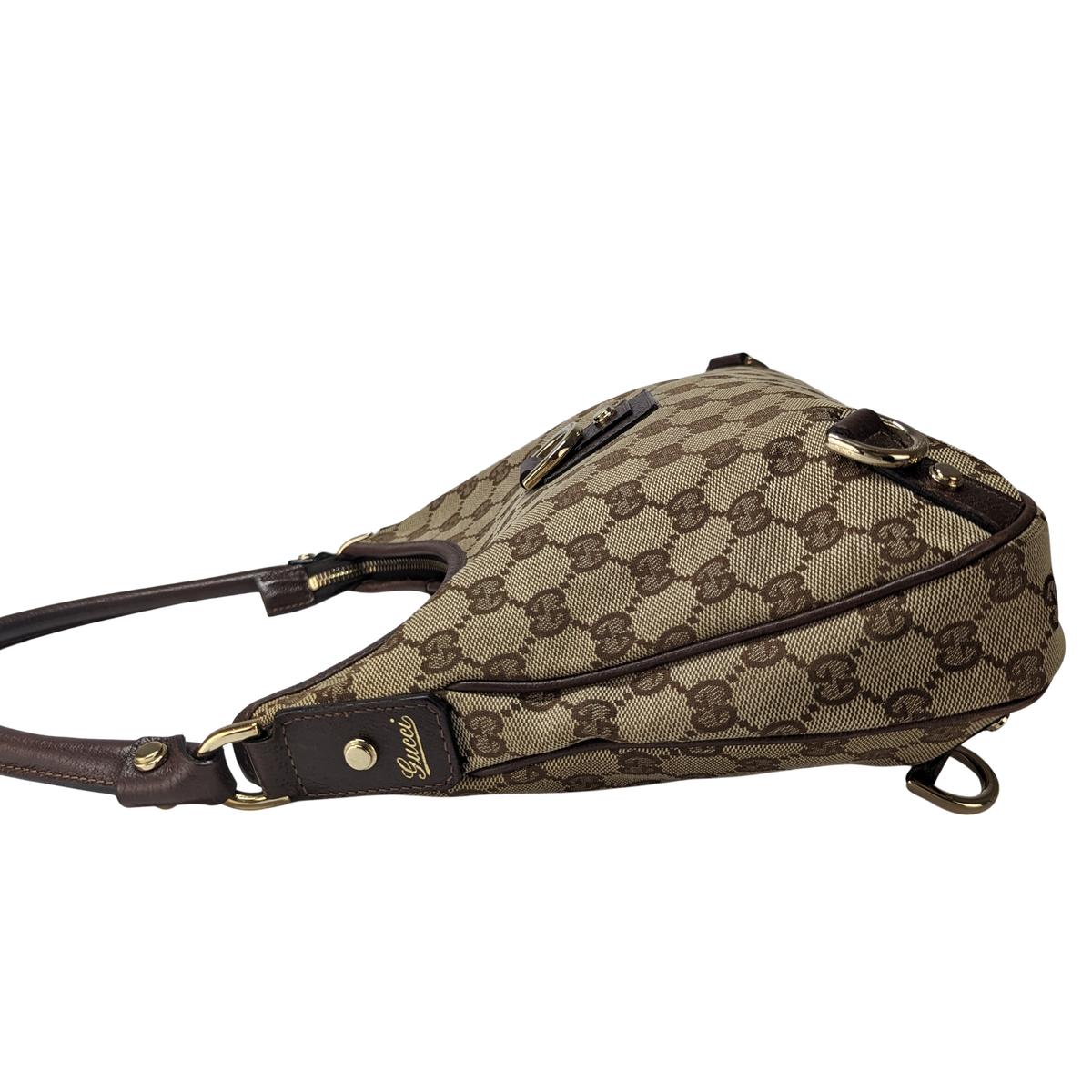 GUCCI Abbey canvas and leather handbag Brown