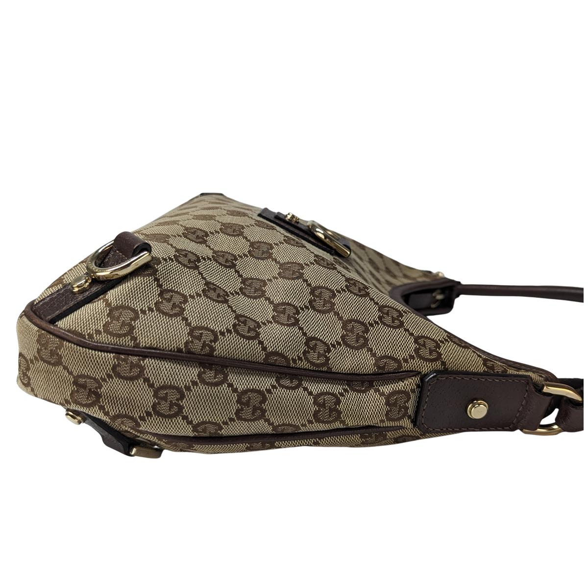 GUCCI Abbey canvas and leather handbag Brown