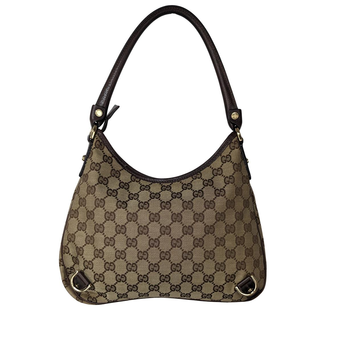 GUCCI Abbey canvas and leather handbag Brown
