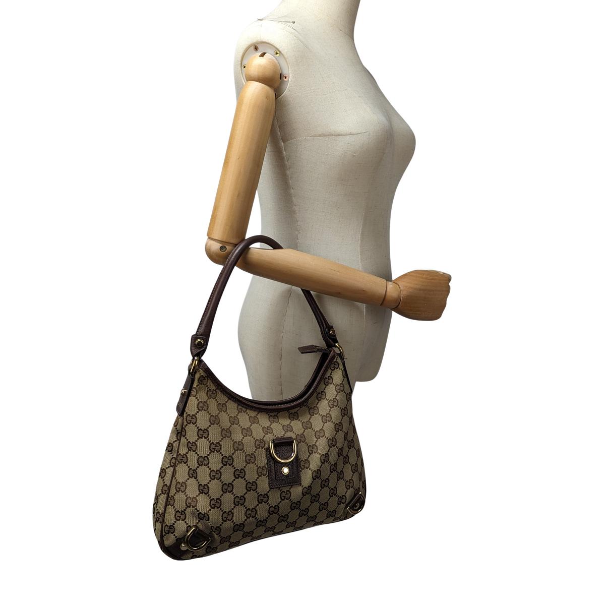 GUCCI Abbey canvas and leather handbag Brown