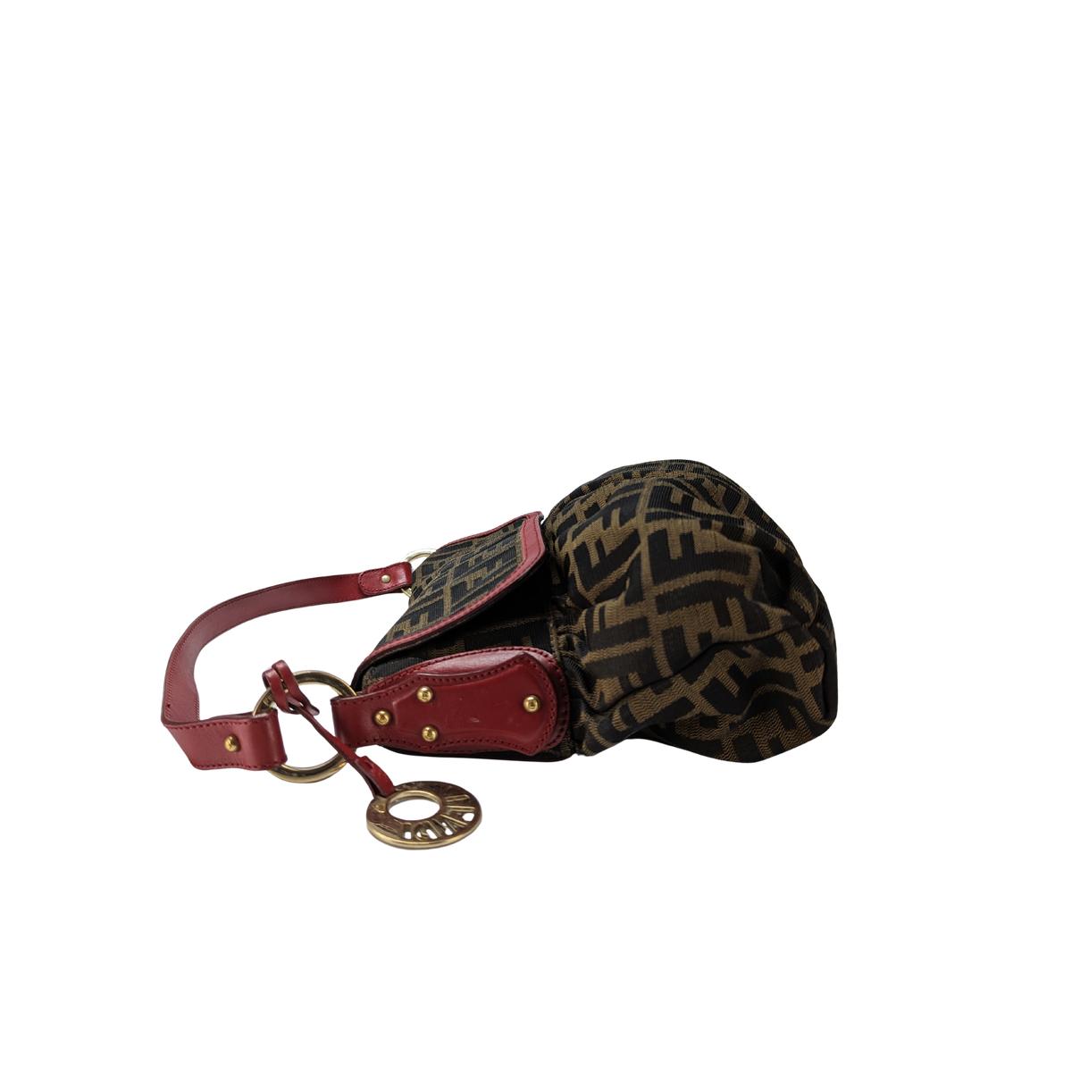 FENDI Chef canvas and leather handbag Brown