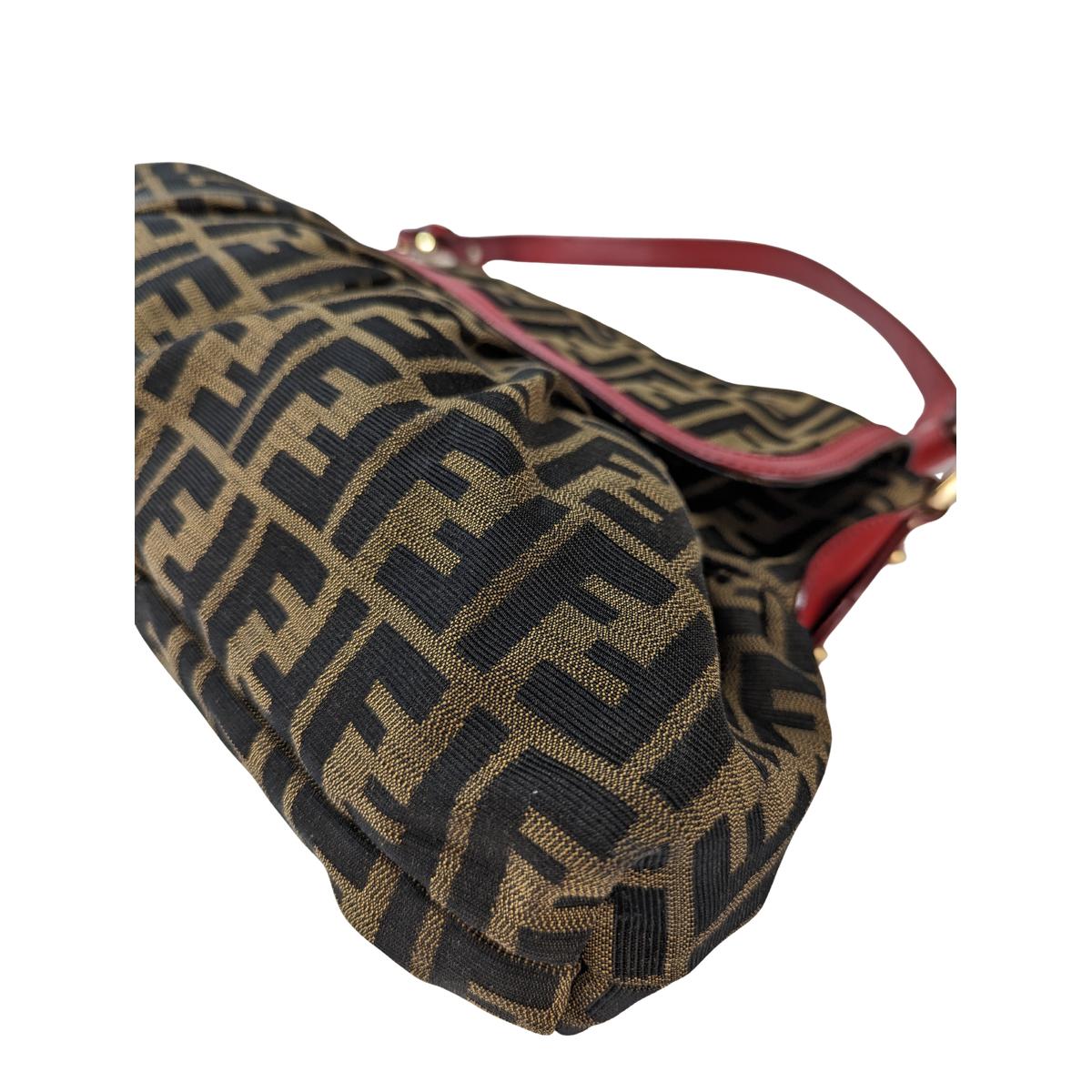 FENDI Chef canvas and leather handbag Brown