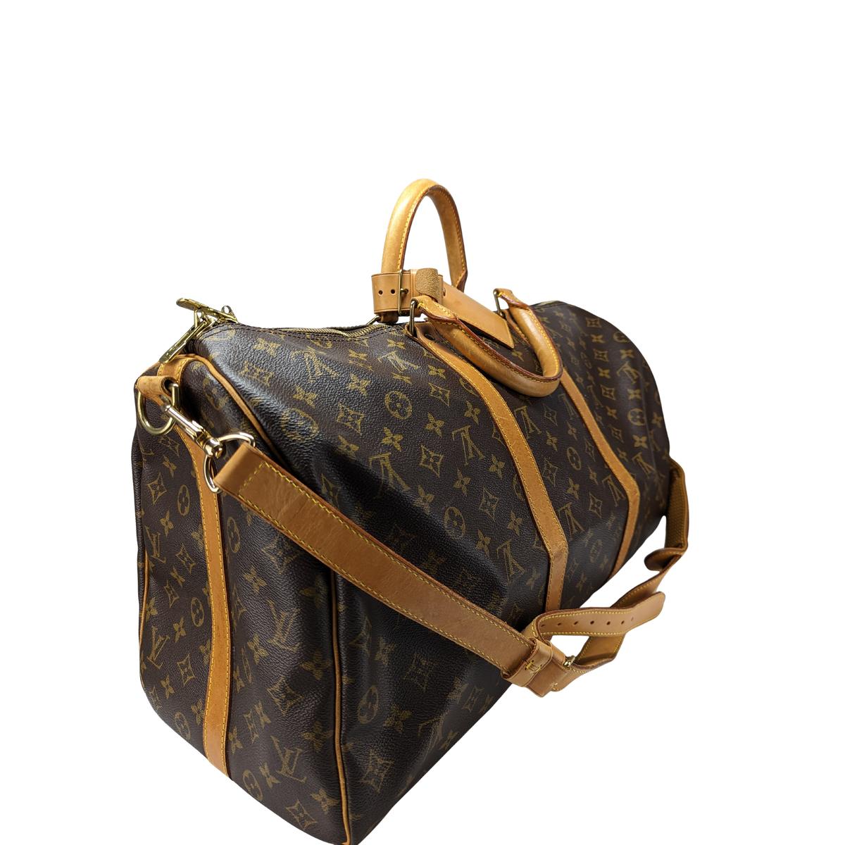 LOUIS VUITTON Keepall 50 canvas and leather travel bag Brown S082420