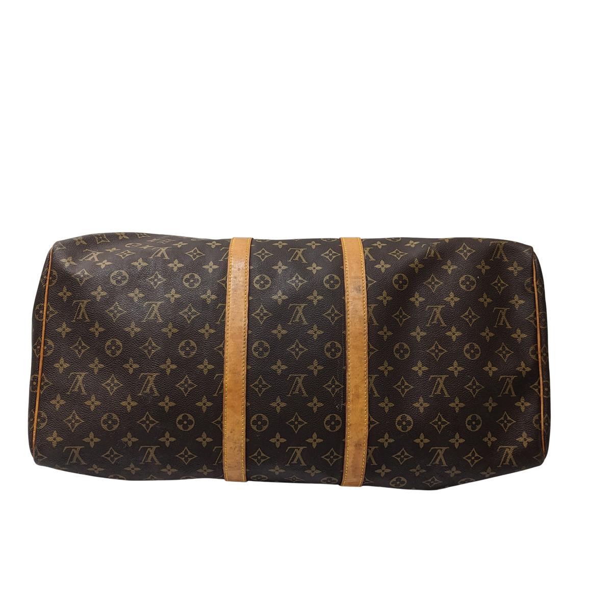 LOUIS VUITTON Keepall 55 canvas and leather travel bag Brown S072425