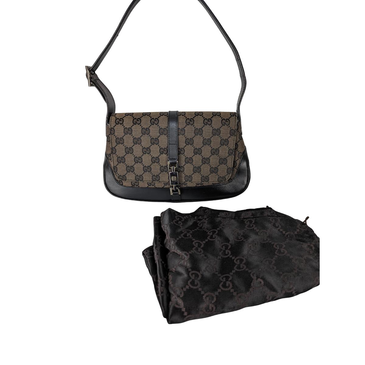 Sac à main GUCCI Jackie pm toile et cuir Noir