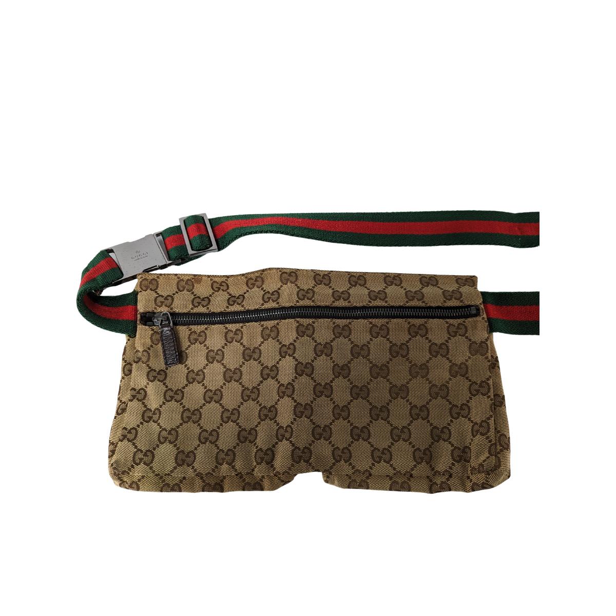 GUCCI Ophidia belt bag in canvas and leather Brown