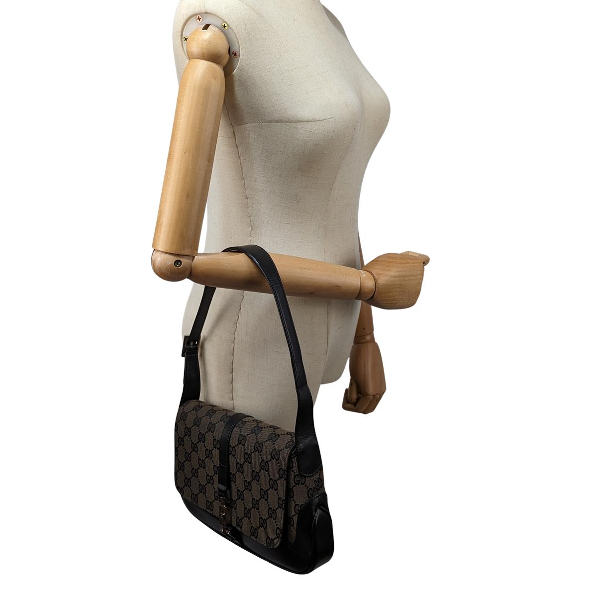 Sac à main GUCCI Jackie pm toile et cuir Noir