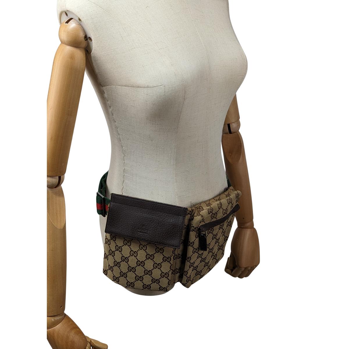 GUCCI Ophidia belt bag in canvas and leather Brown