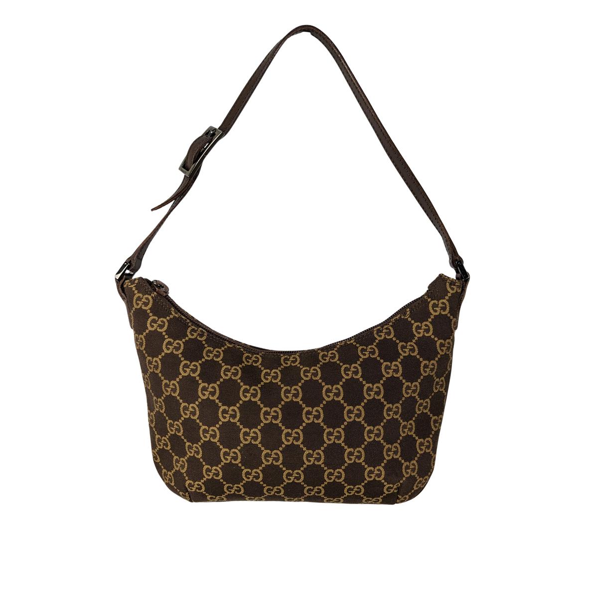 GUCCI Hobo accessory pouch canvas and leather Brown handbag