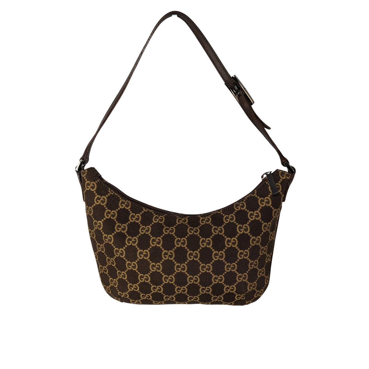 GUCCI Hobo accessory pouch canvas and leather Brown handbag