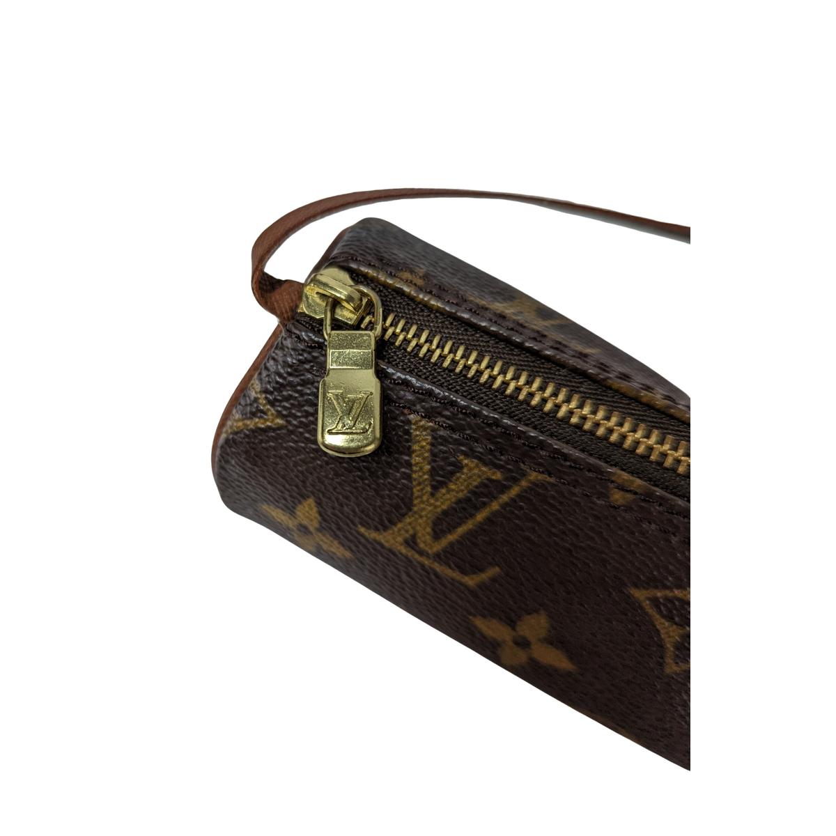 LOUIS VUITTON Papillon Baguette Canvas and Leather Handbag Brown S092413