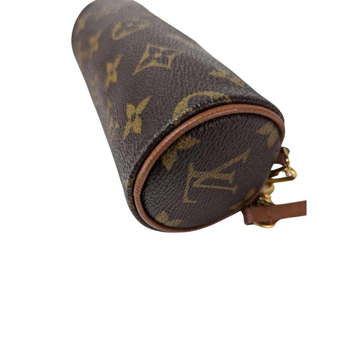 LOUIS VUITTON Papillon Baguette Canvas and Leather Handbag Brown S092413