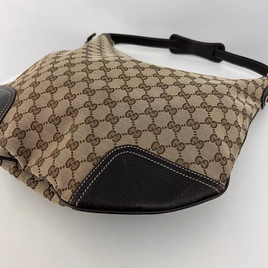 GUCCI Hobo GG Sherry Line brown canvas and leather bag