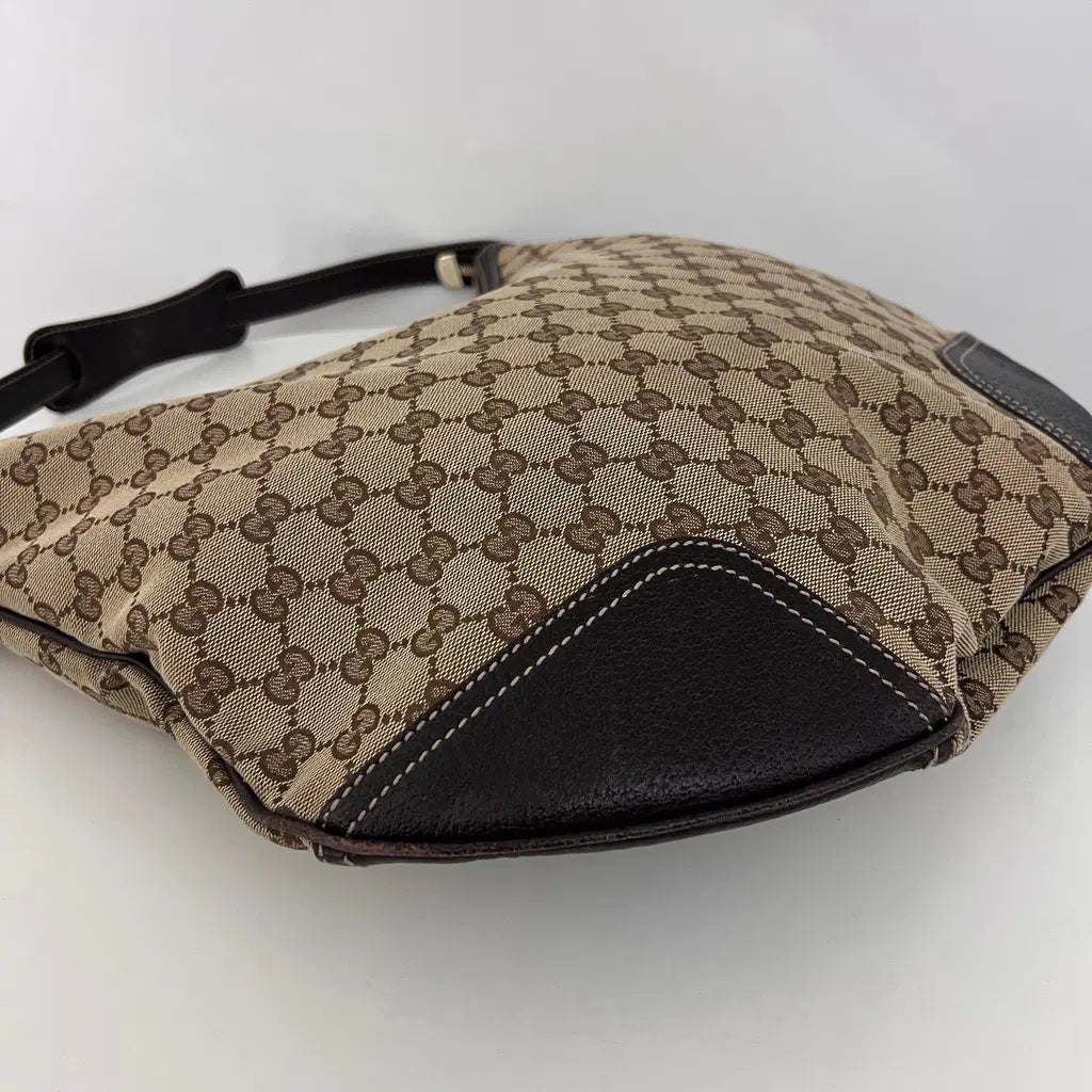 GUCCI Hobo GG Sherry Line brown canvas and leather bag