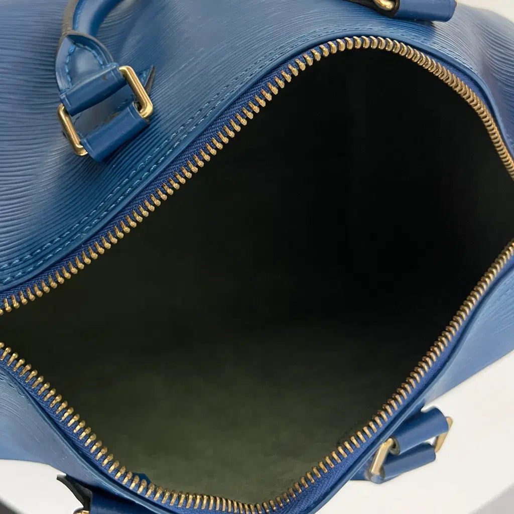 Sac LOUIS VUITTON Speedy 25 cuir épi bleu vintage 1997