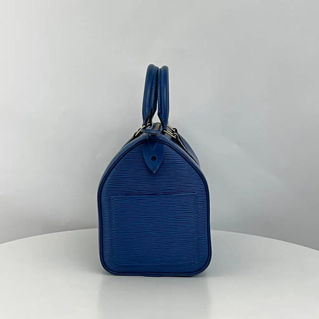 Sac LOUIS VUITTON Speedy 25 cuir épi bleu vintage 1997