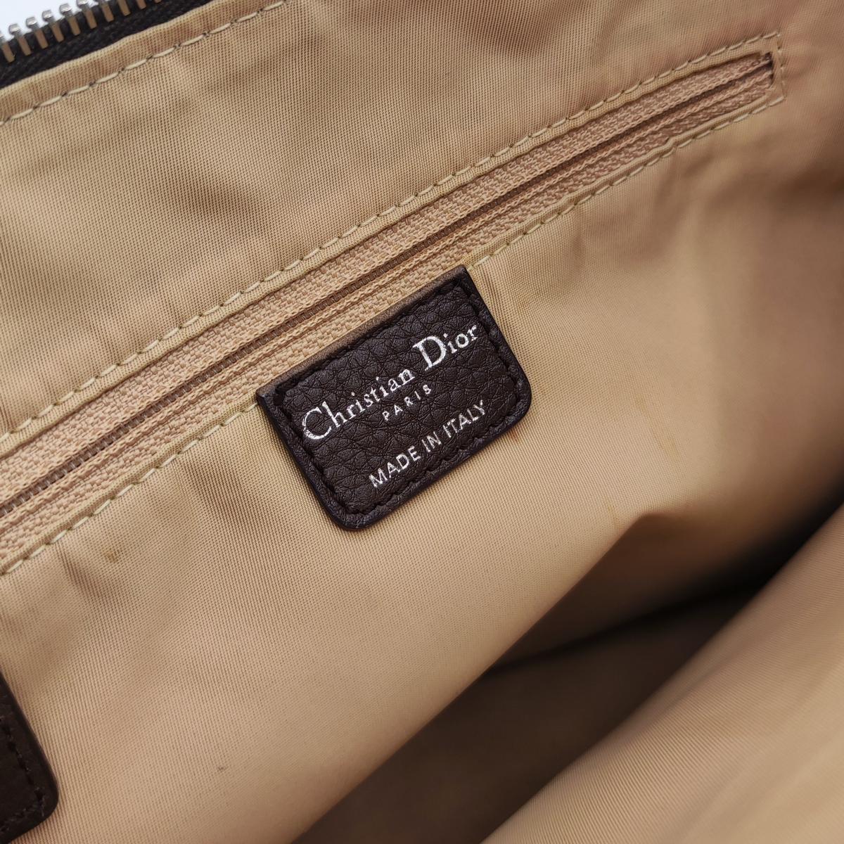 Sac à bandoulière DIOR Columbus toile et cuir Marron