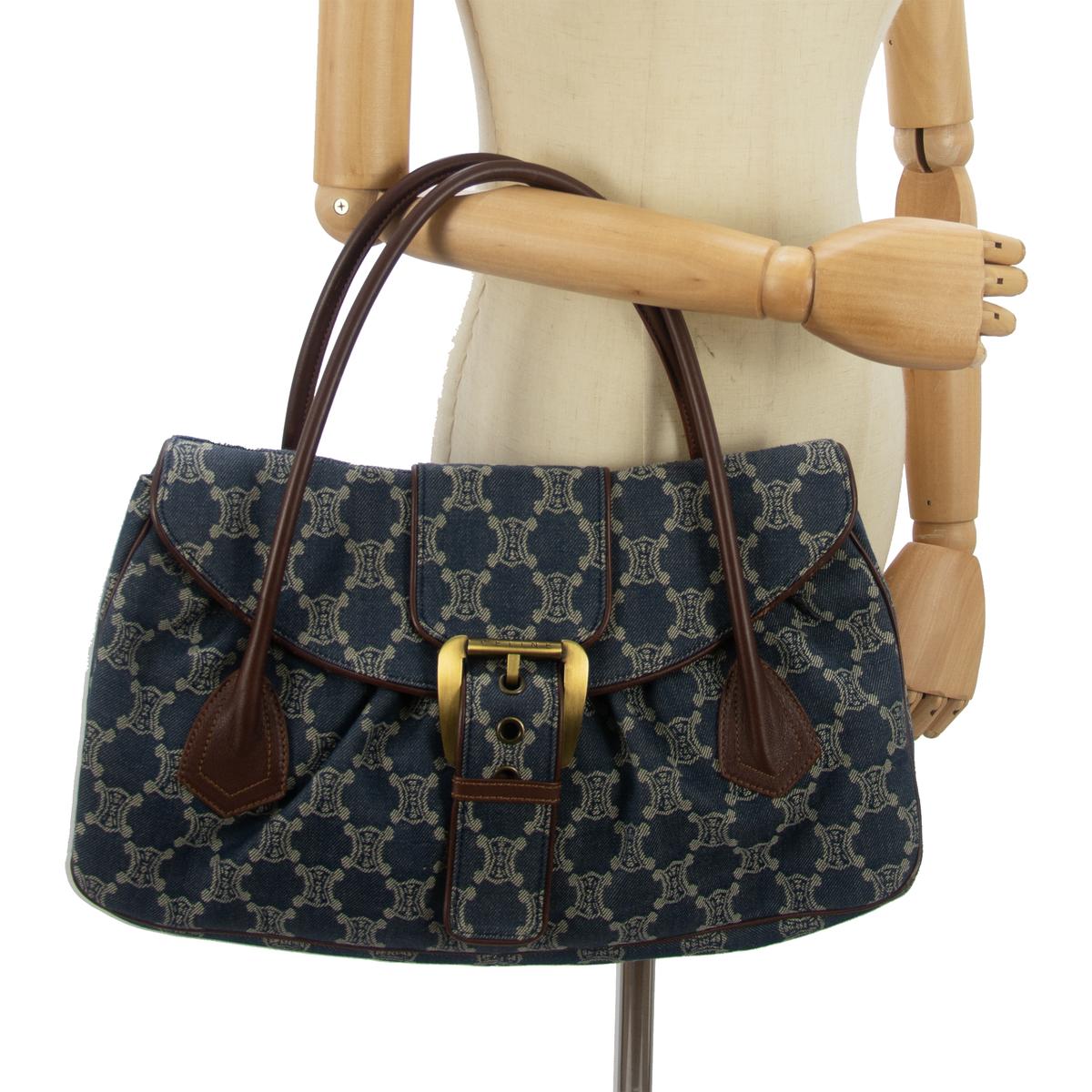 Sac à main CELINE Macadam Triomphe denim Bleu